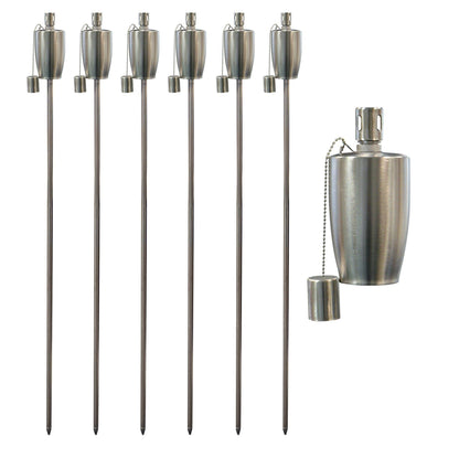 1.46m Metal Barrel Garden Torches - Pack of Six