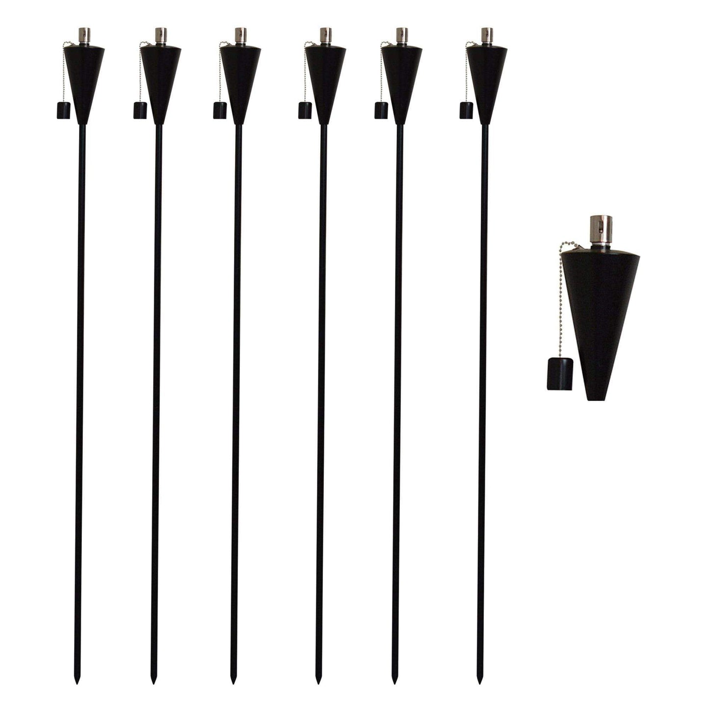 1.46m Metal Cone Garden Torches - Pack of Six