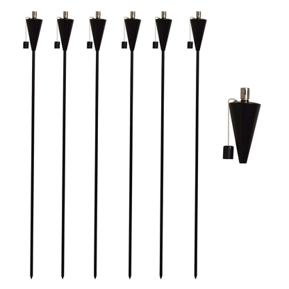 1.46m Metal Cone Garden Torches - Pack of Six