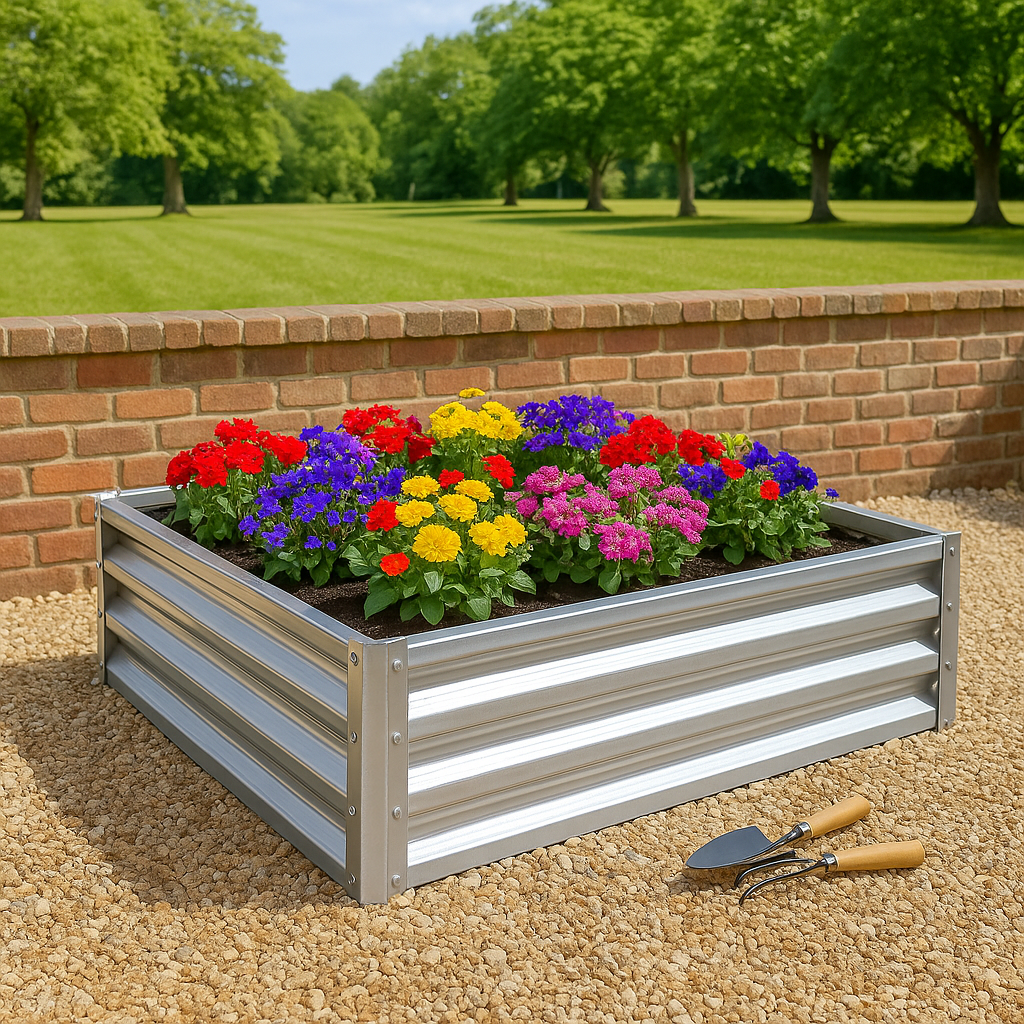 120cm x 120cm Square Galvanised Steel Raised Garden Bed