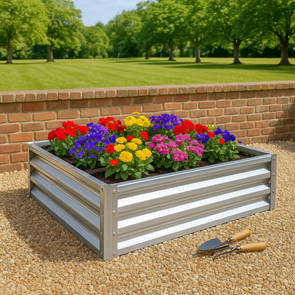 120cm x 120cm Square Galvanised Steel Raised Garden Bed