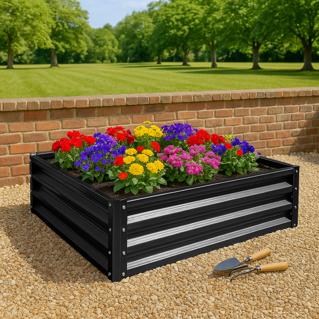 120cm x 120cm Square Galvanised Steel Raised Garden Bed