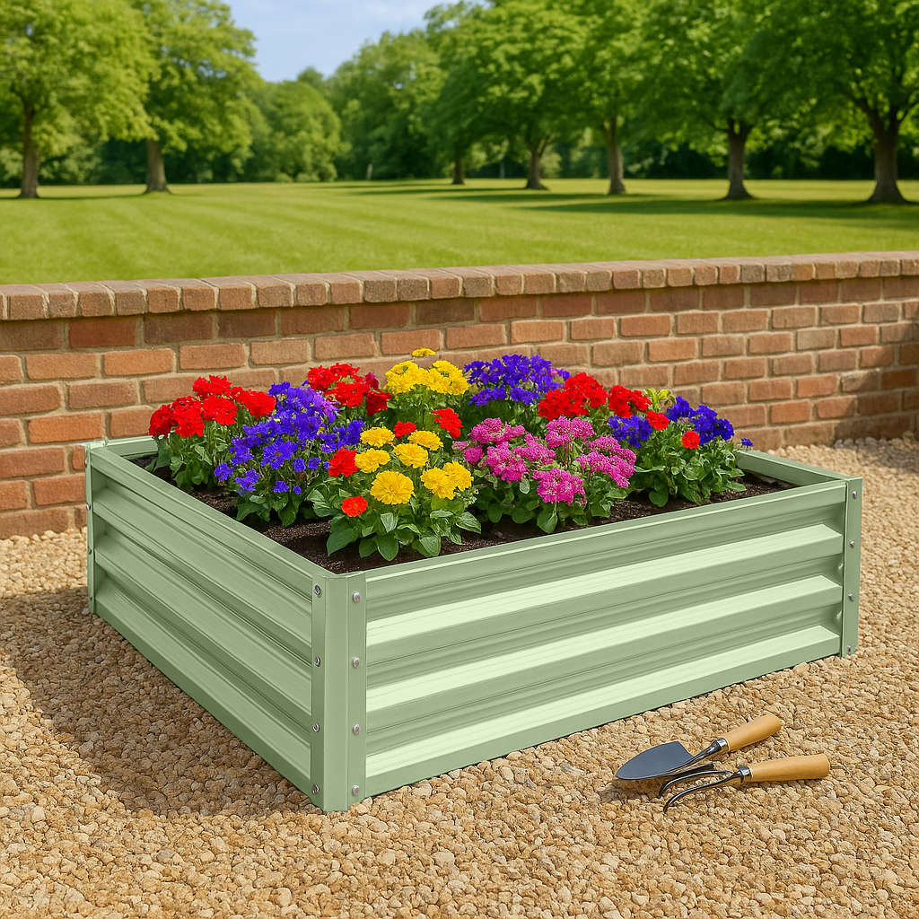120cm x 120cm Square Galvanised Steel Raised Garden Bed