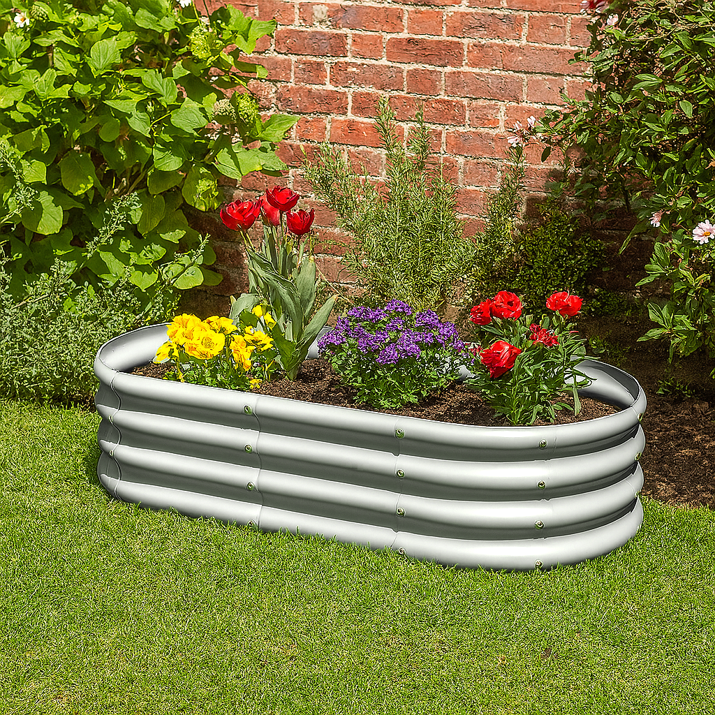 180cm x 90cm Rounded Galvanised Steel Raised Garden Bed