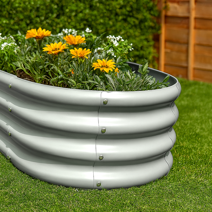 180cm x 90cm Rounded Galvanised Steel Raised Garden Bed
