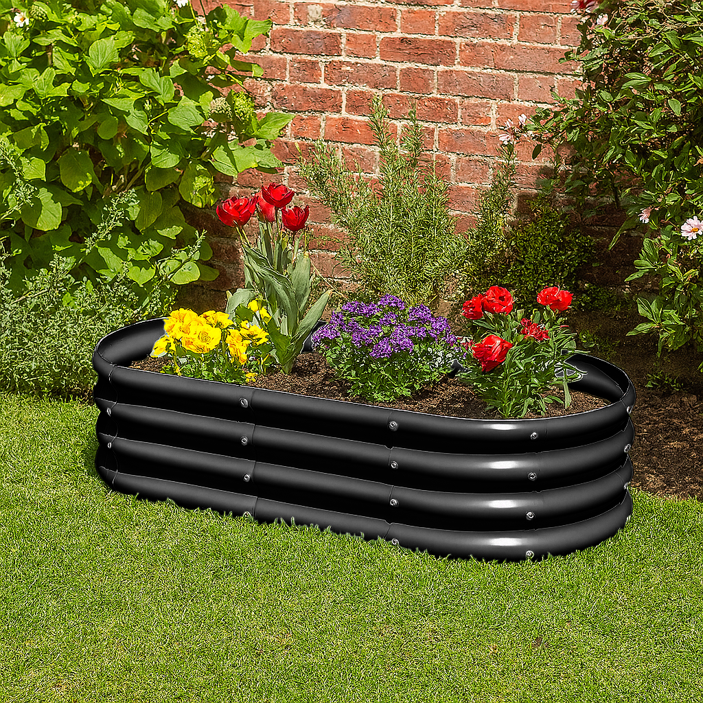 120cm x 60cm Rounded Galvanised Steel Raised Garden Bed