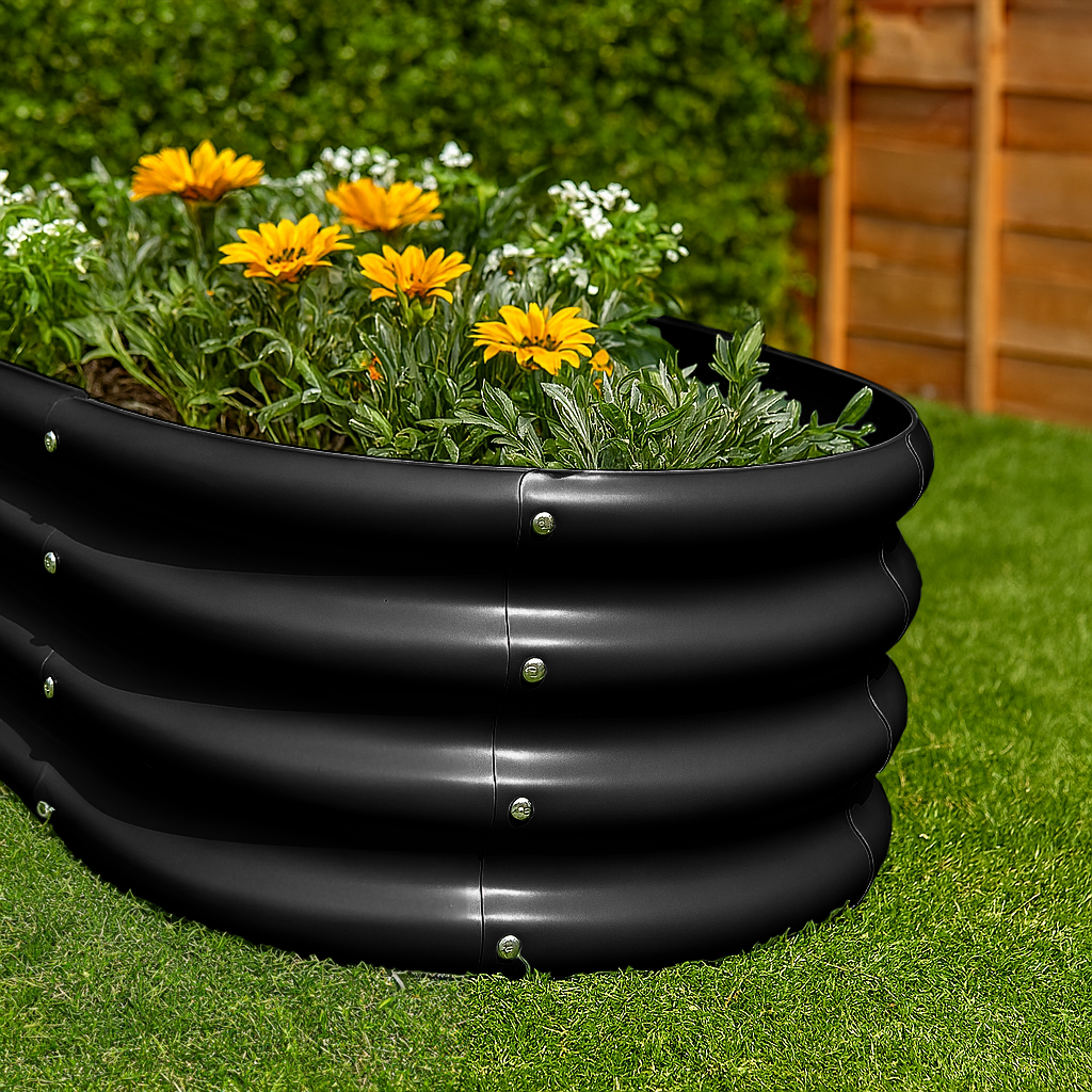 120cm x 60cm Rounded Galvanised Steel Raised Garden Bed