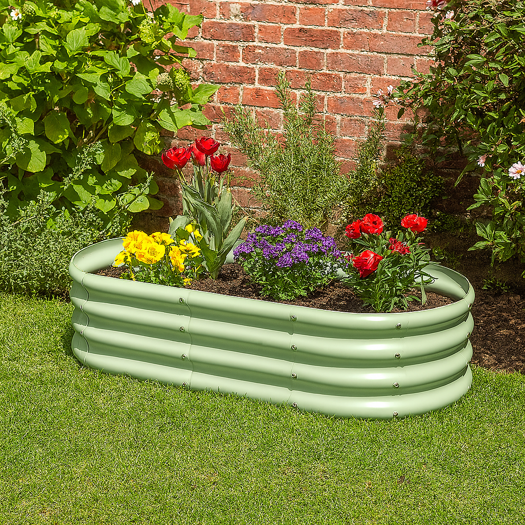 120cm x 60cm Rounded Galvanised Steel Raised Garden Bed