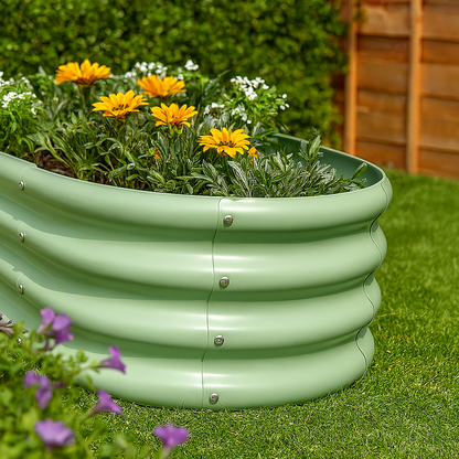 120cm x 60cm Rounded Galvanised Steel Raised Garden Bed