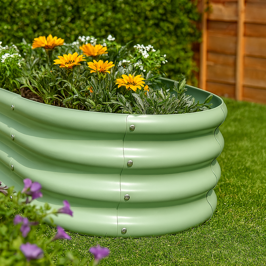 180cm x 90cm Rounded Galvanised Steel Raised Garden Bed