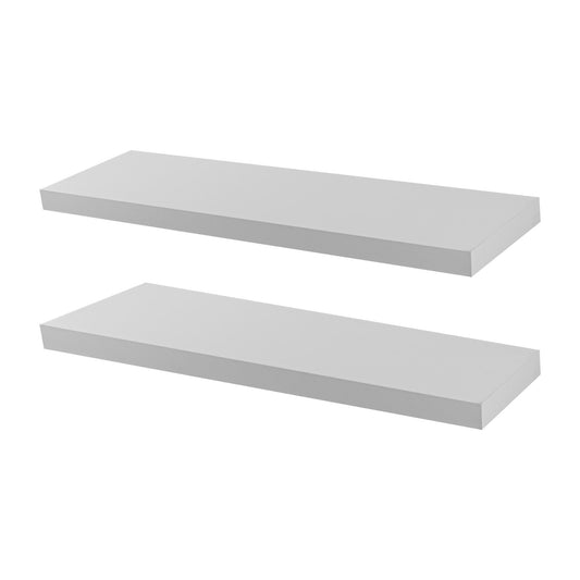 100cm White Modern Floating Shelves - Pack of Two