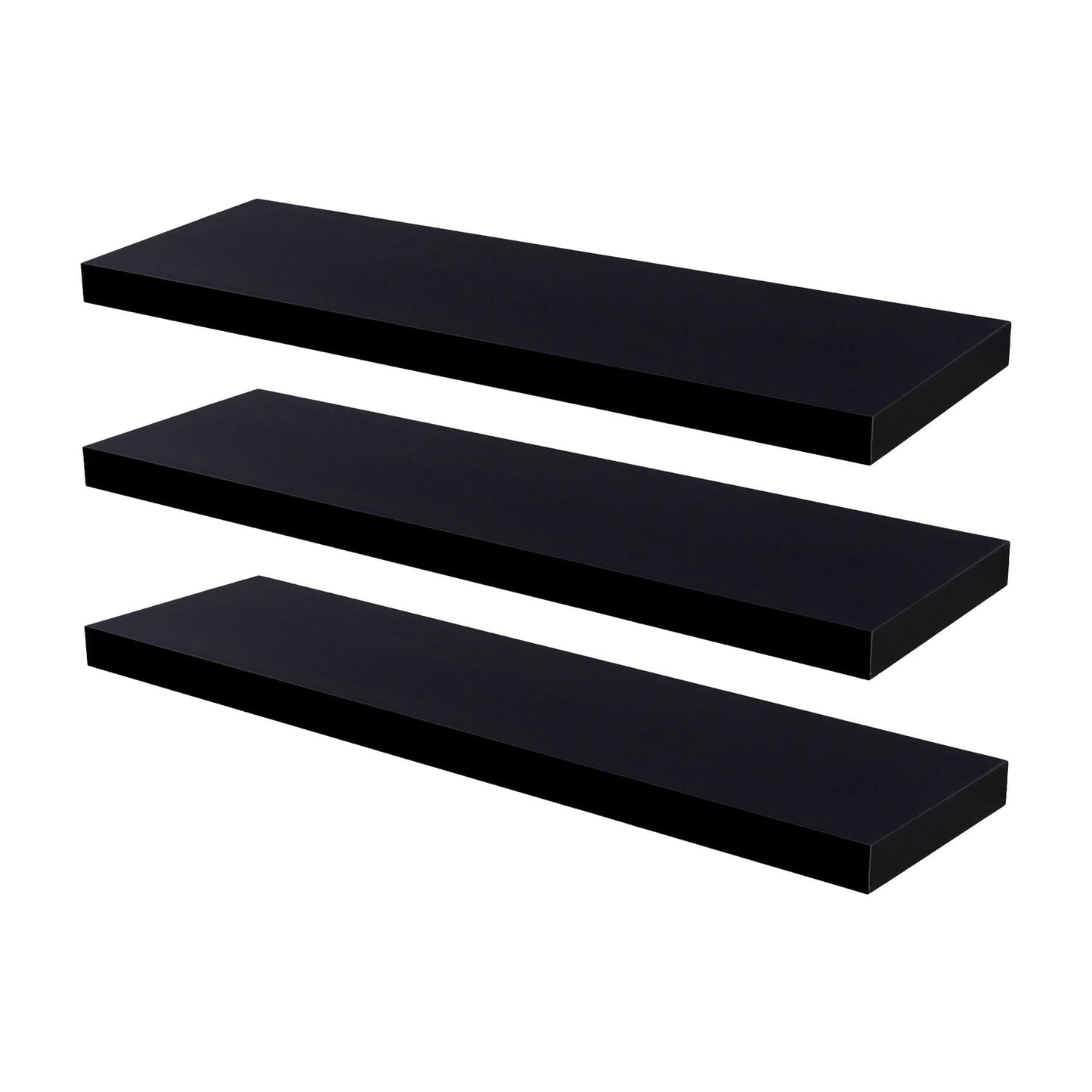 100cm Black Modern Floating Shelves - Pack of Three