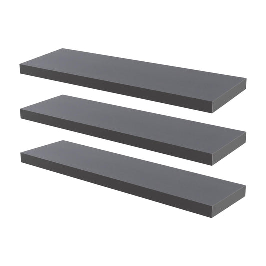 100cm Grey Modern Floating Shelves - Pack of Three