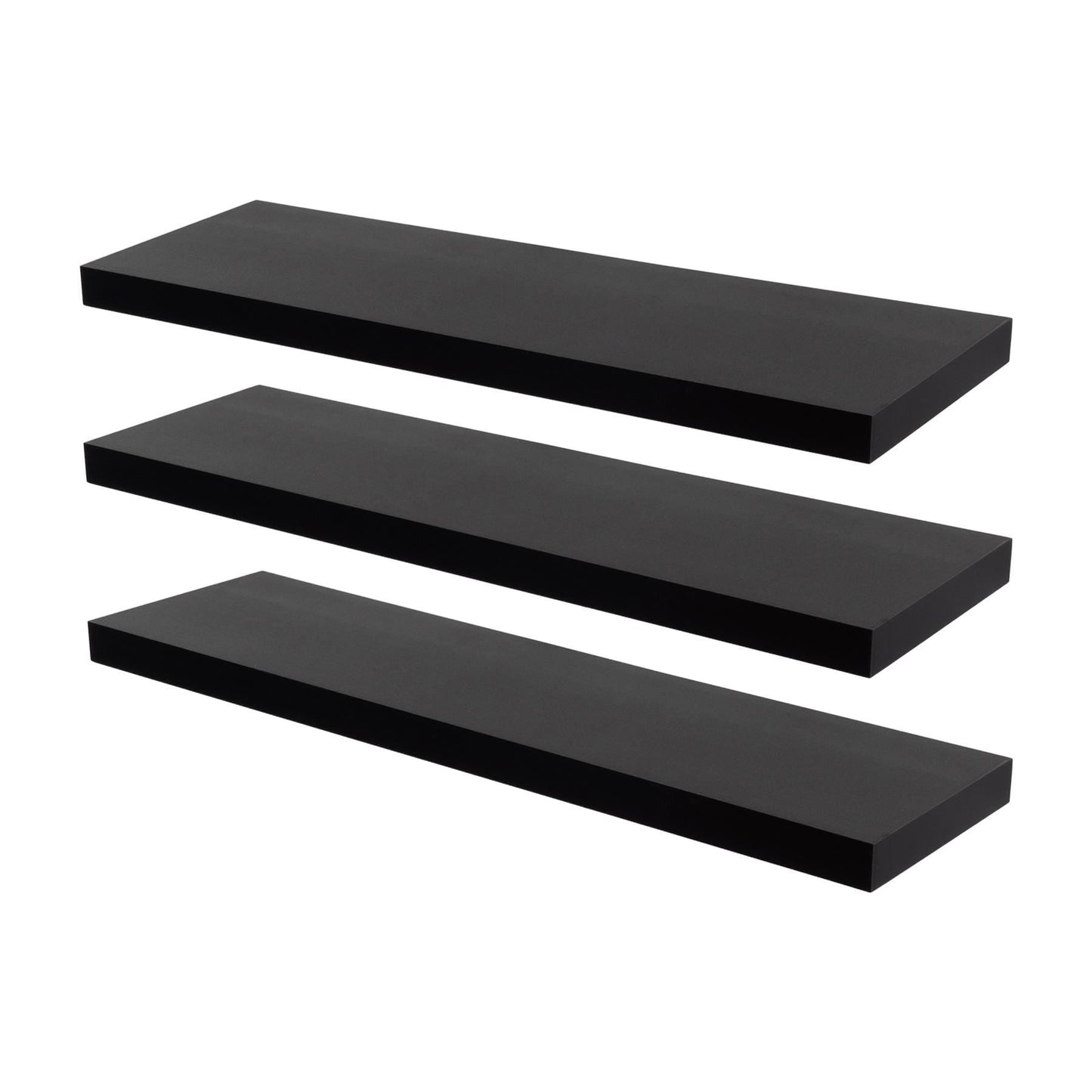 80cm Black Modern Floating Shelves - Pack of Three