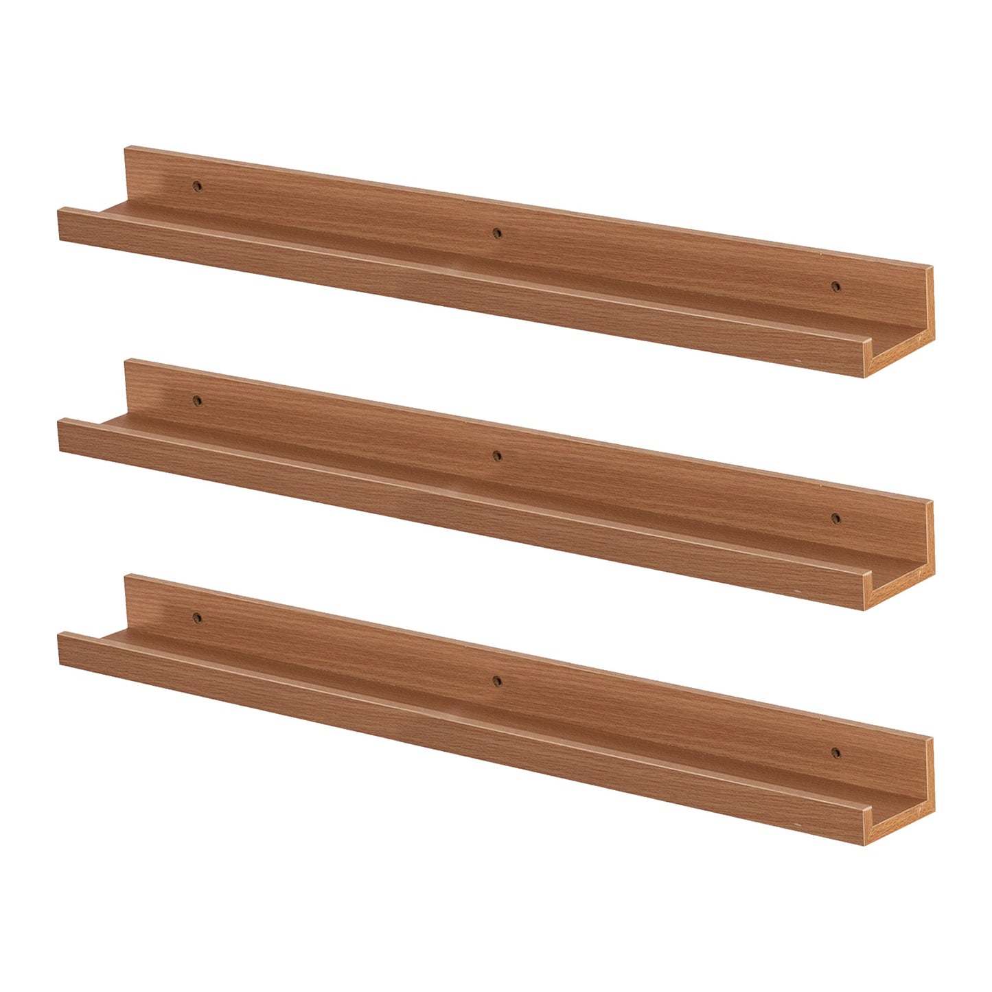57cm Brown Floating Picture Ledge Shelves - Pack of Three