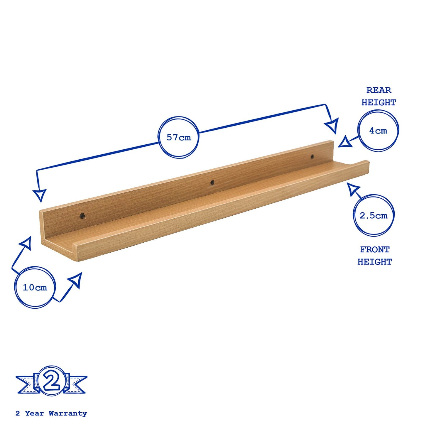 57cm Brown Floating Picture Ledge Shelf