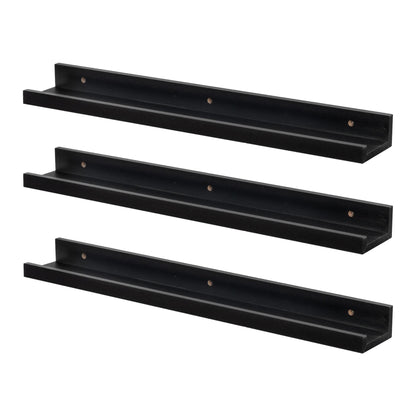 57cm Black Floating Picture Ledge Shelves - Pack of Three