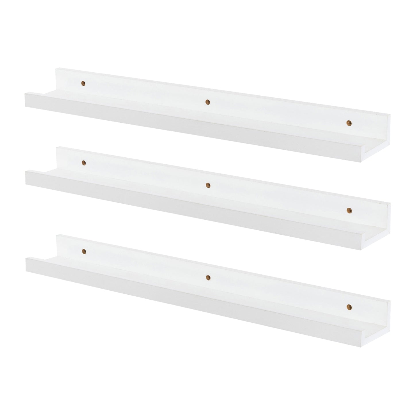 57cm White Floating Picture Ledge Shelves - Pack of Three