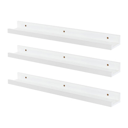 57cm White Floating Picture Ledge Shelves - Pack of Three