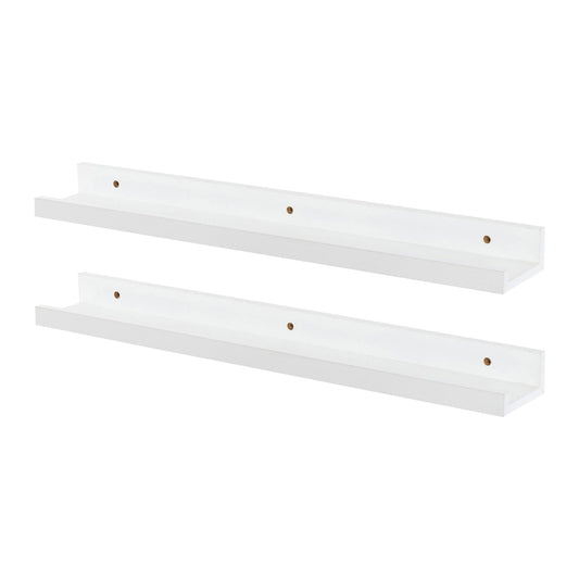 57cm White Floating Picture Ledge Shelves - Pack of Two