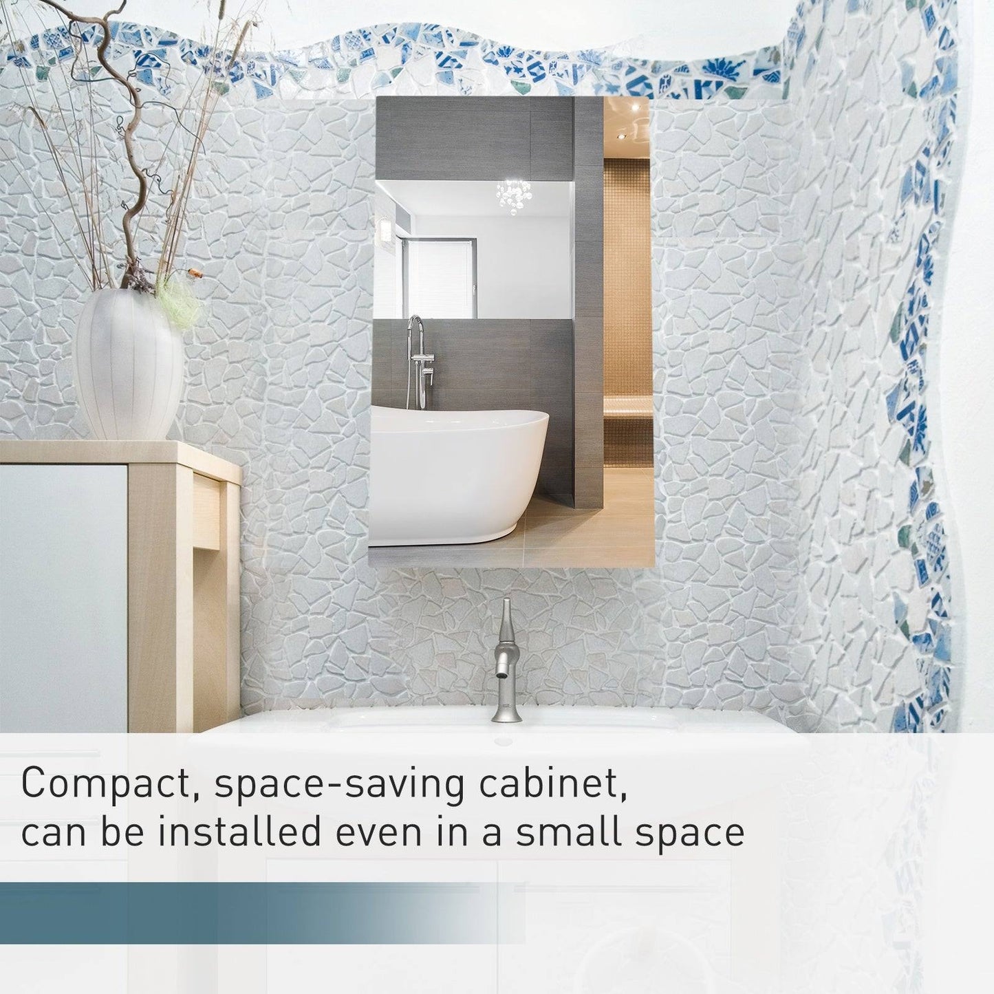 Stainless Steel Wall-mounted Bathroom Mirror Storage Cabinet 300mm W