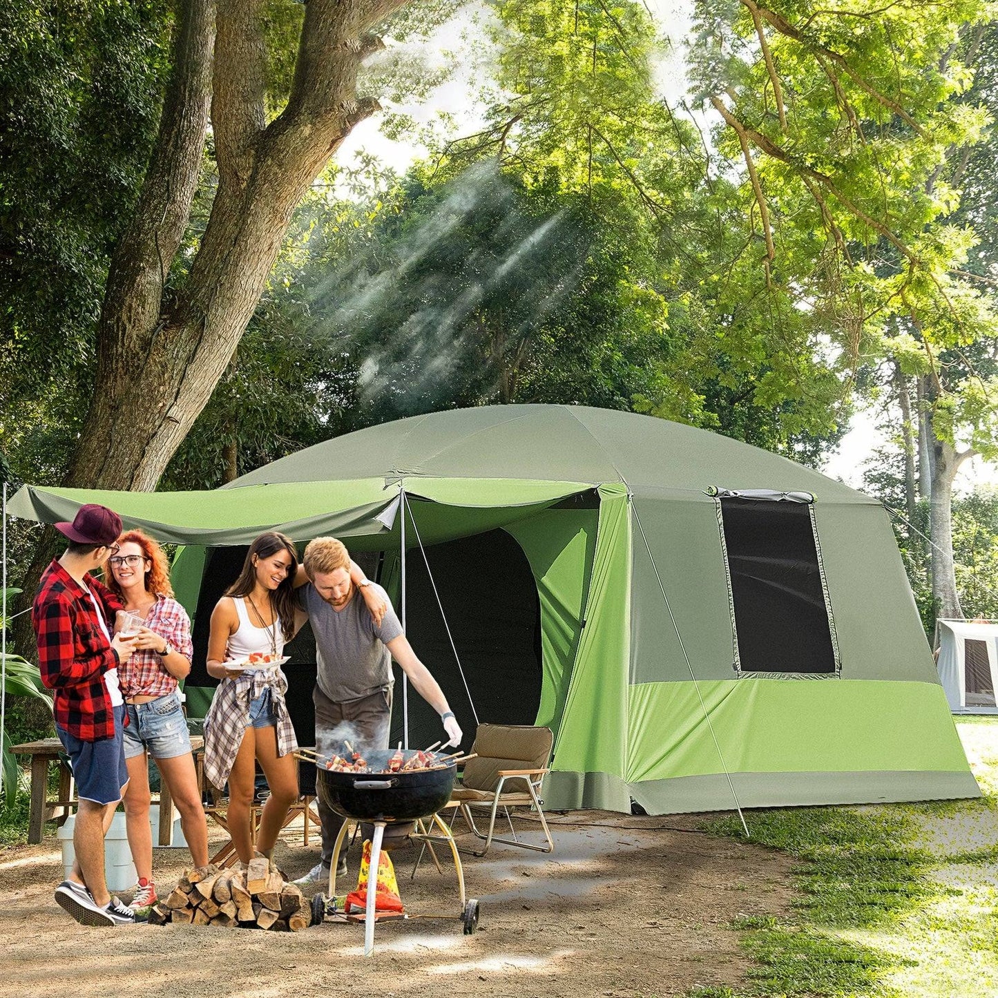 Tunnel Tent Camping Shelter w/ Porch