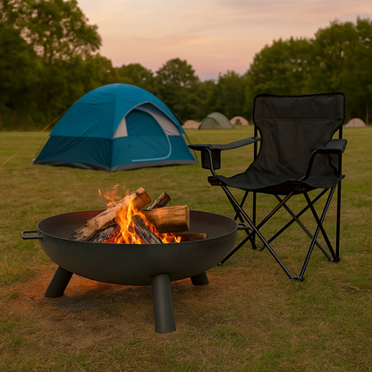 Large Round Iron Fire Pit - 68cm - Black