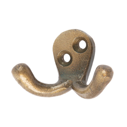 50mm x 35mm Brass Double Coat Hook