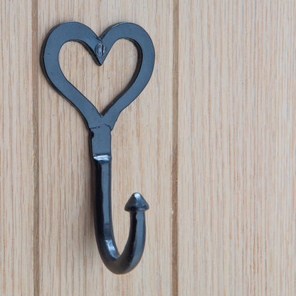 65mm x 130mm Black Single Heart Hook