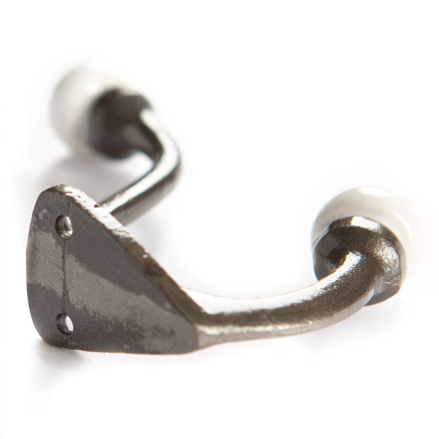 30mm x 105mm White Ceramic Ball Raw Hat & Coat Hook