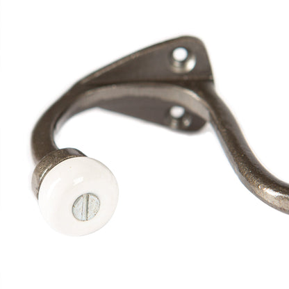 30mm x 105mm White Ceramic Ball Raw Hat & Coat Hook