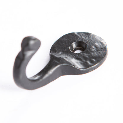 25mm x 45mm Black Hammered Round Plate Single Hook