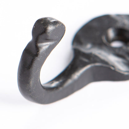 25mm x 45mm Black Hammered Round Plate Single Hook