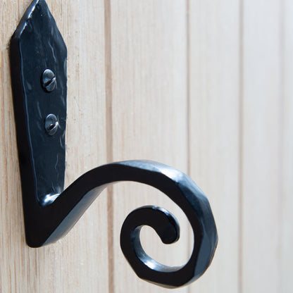 30mm x 95mm Black Hammered Scroll Hook