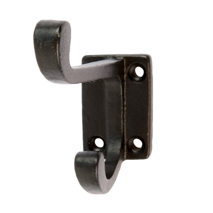 30mm x 85mm Black Rectangular Plate Rounded Hat & Coat Hook