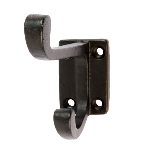 30mm x 85mm Black Rectangular Plate Rounded Hat & Coat Hook