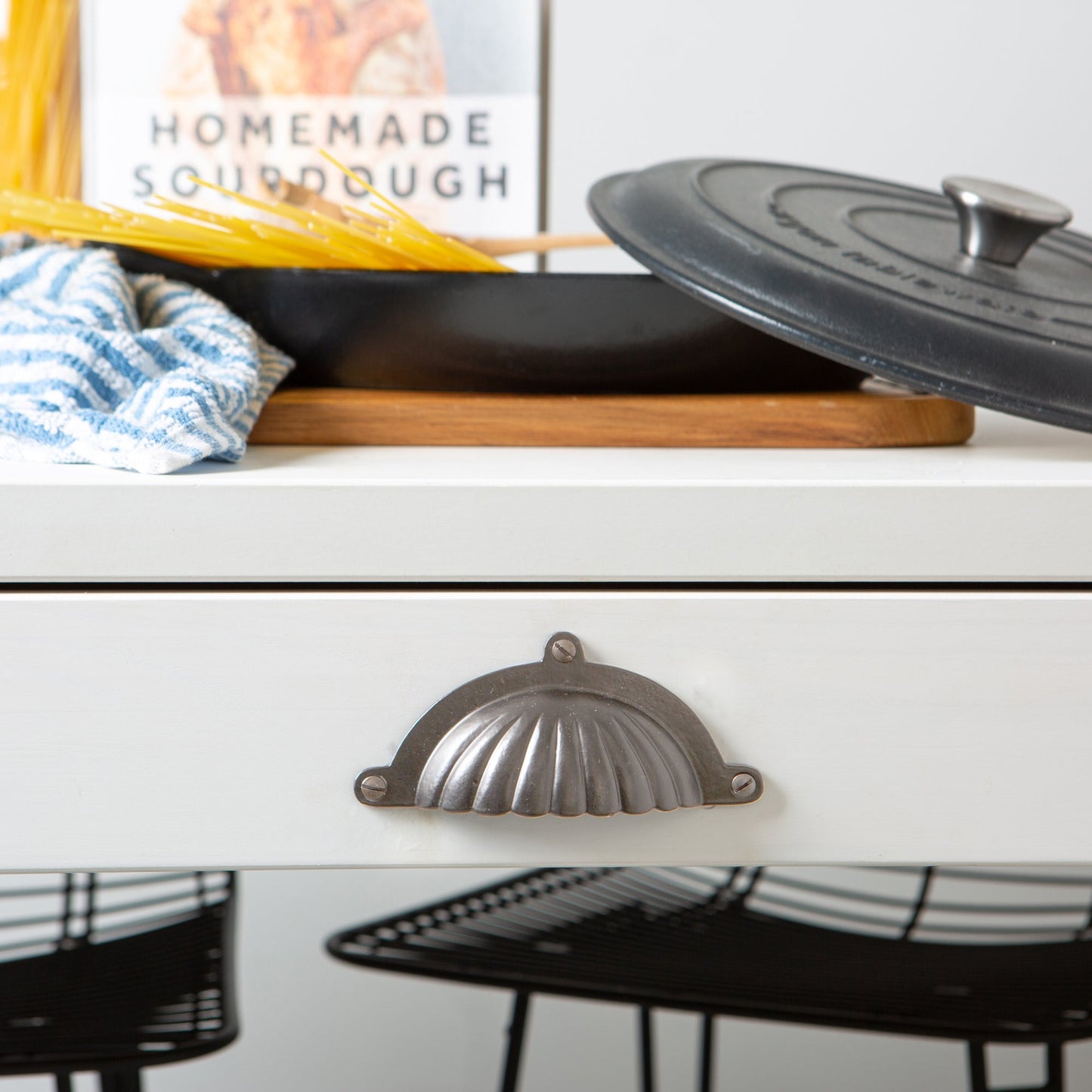 130mm x 60mm Fluted Cabinet Cup Handle