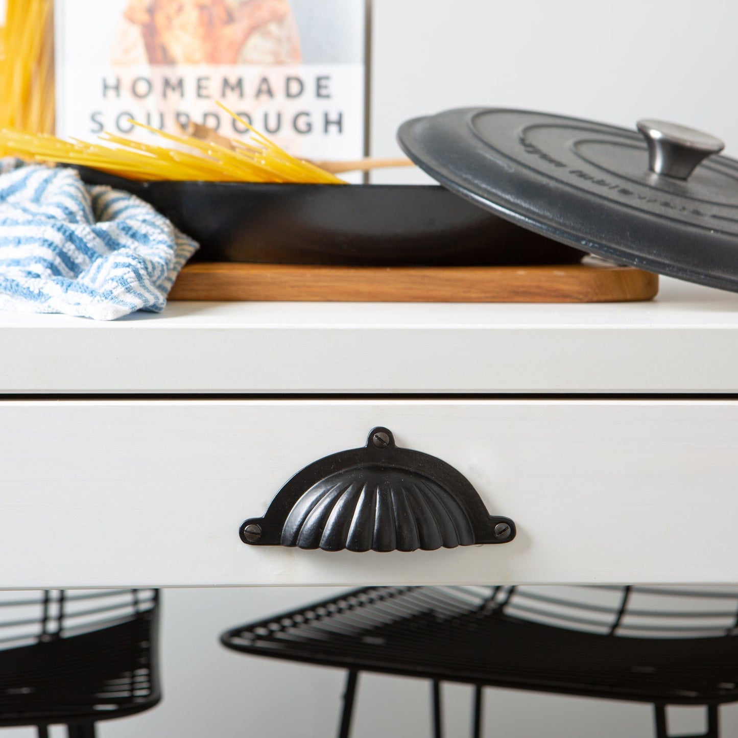 130mm x 60mm Fluted Cabinet Cup Handle