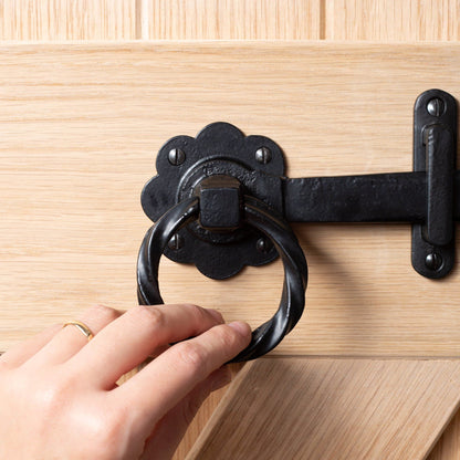 195mm Black Rose Ring Gate Latch