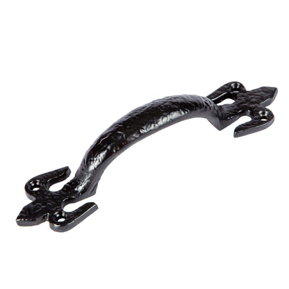 150mm Black Rustic Fleur De Lis Door Handle