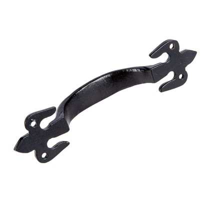 150mm Black Rustic Fleur De Lis Door Handle