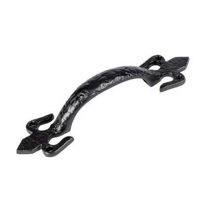 200mm Black Rustic Fleur De Lis Door Handle