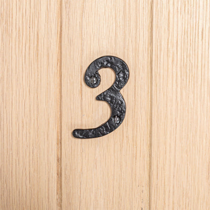 80mm Black Rustic Iron House Number 3