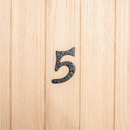 80mm Grey Rustic Iron House Number 5