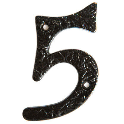 80mm Black Rustic Iron House Number 5