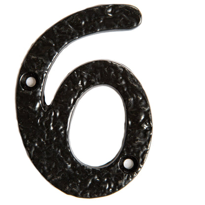 80mm Black Rustic Iron House Number 6