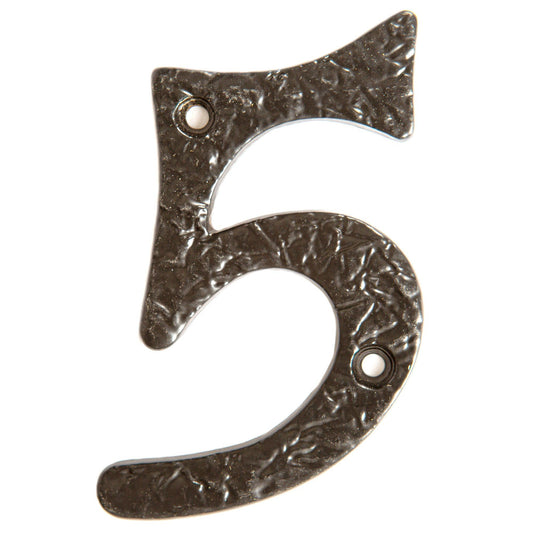 80mm Grey Rustic Iron House Number 5