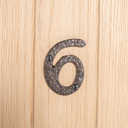 80mm Black Rustic Iron House Number 6