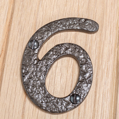 80mm Black Rustic Iron House Number 6