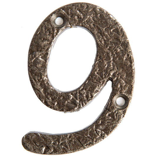 80mm Grey Rustic Iron House Number 9